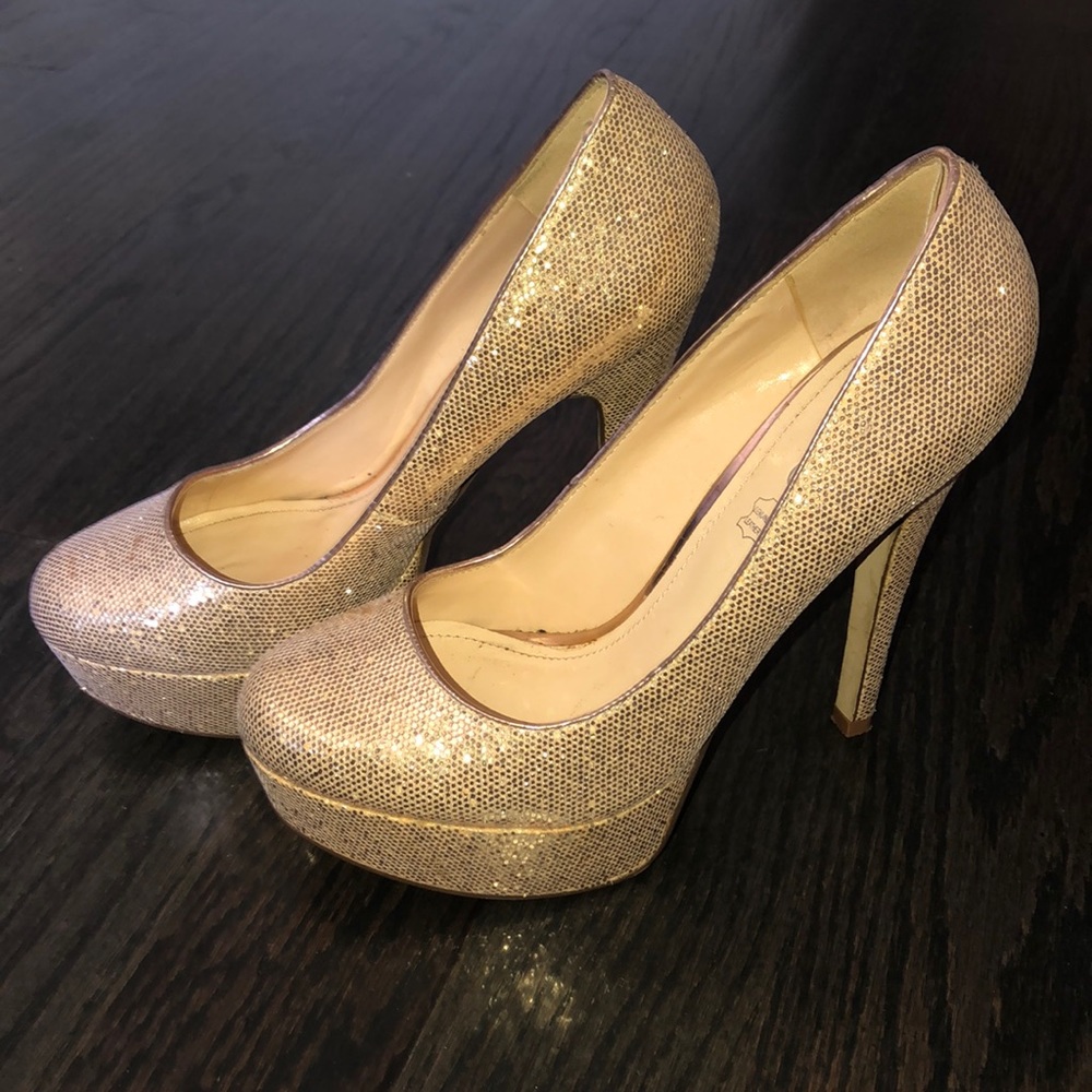 Gold high heels